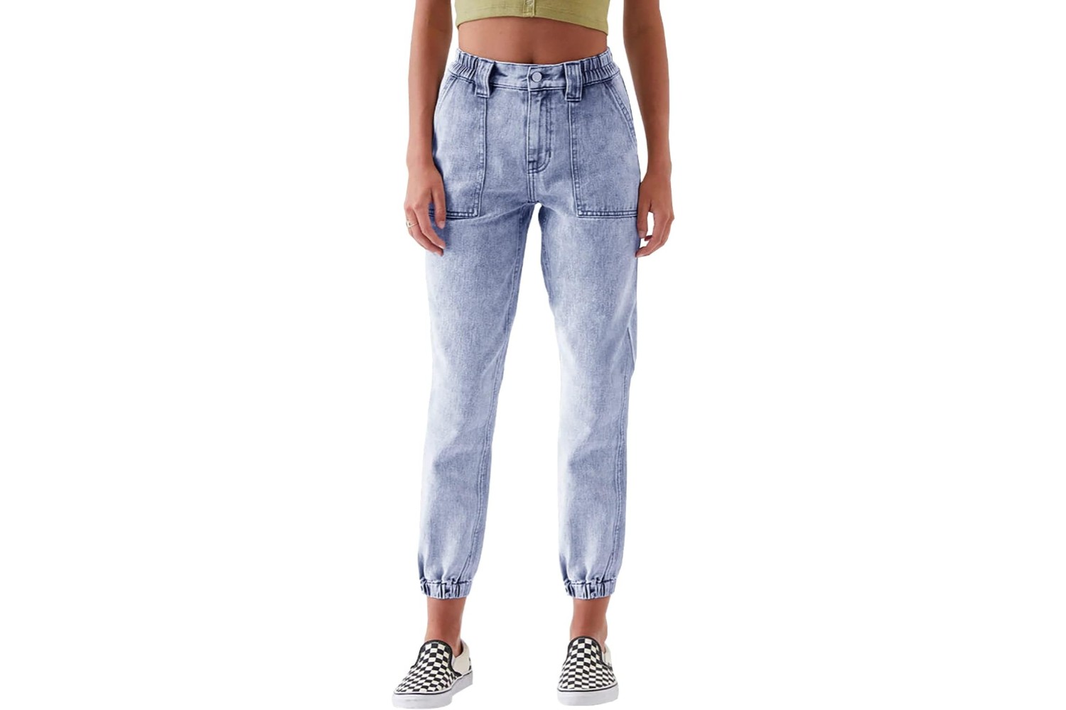 Elastic Waist Stretch Denim Pants